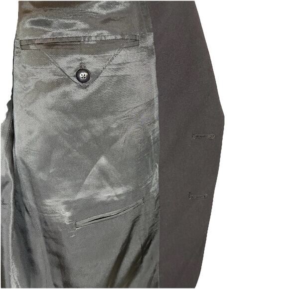 NWT Oscar De La Renta 100% Wool Gold Button Blazer 46R Navy Blue Office Men's - Picture 12 of 15